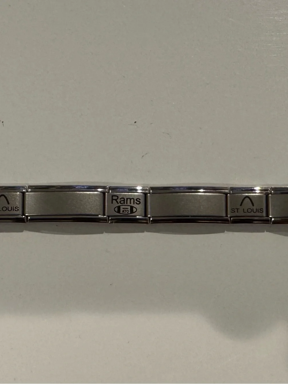 St. Louis Rams Silver Stainless Steel Link Bracelet